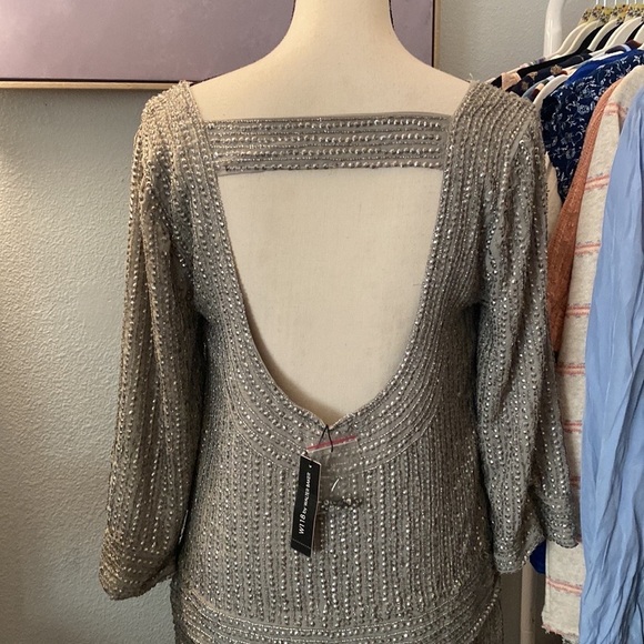 W118 by Walter Baker Gray Sequin Doris Short Casual Dress - Picture 6 of 15